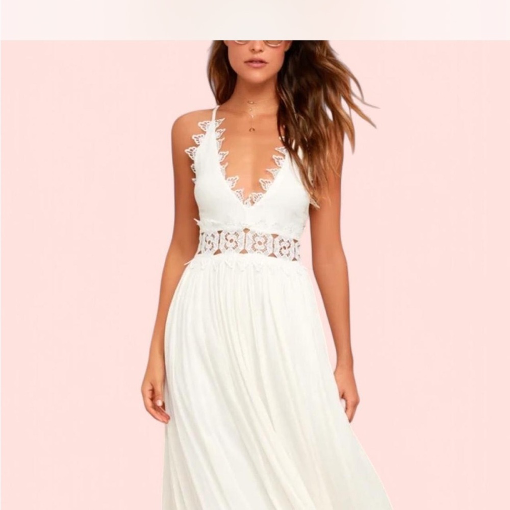 Lulus This is Love White Lace Maxi Dress Size XS